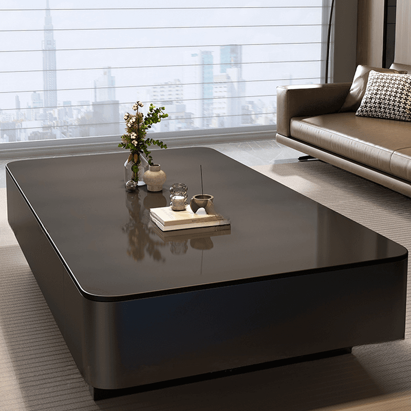 Rectangular Side Table with Twin Support Base, Rawhide Upholstery, and 2 Drawers - image 15