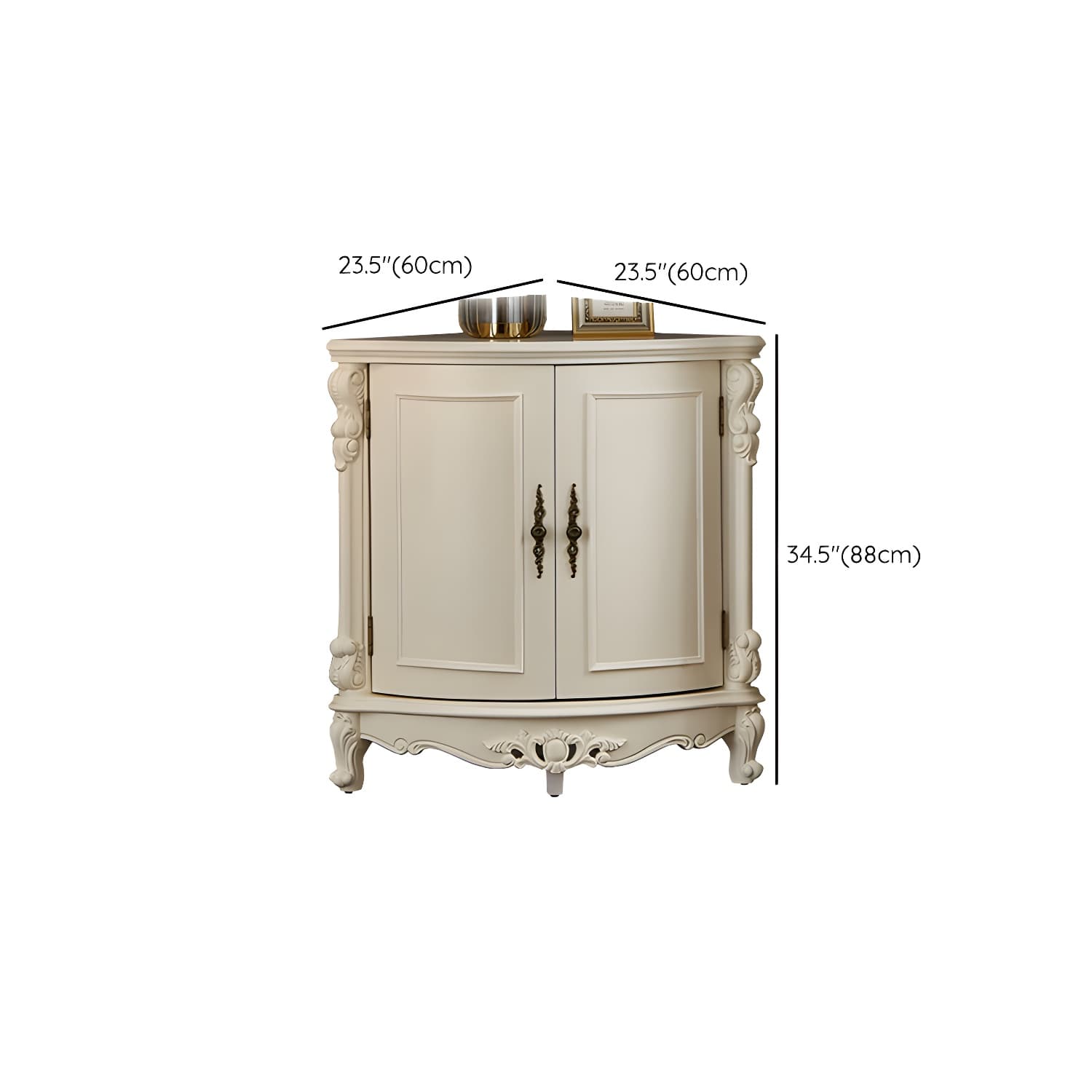 Corner Mid-Century Modern Accent Cabinet with Wood Counter Top and 3 Shelves - image 13