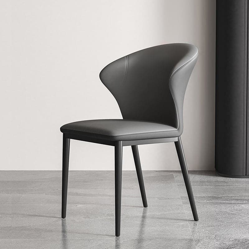 Modish Side Chair with Wing Chair Back, Padded Upholstery, Midnight Black Metal Legs - image 4