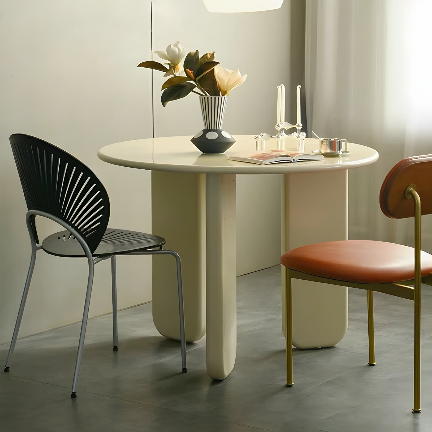 Scandinavian Style Round Dining Table - Wood Top - Standard Height - image 3