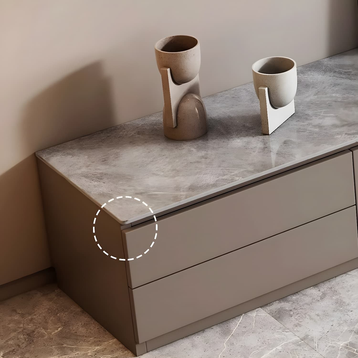 Champagne Stone TV Stand with Drawers and Cabinet for Modern Style and Cable Management - image 6