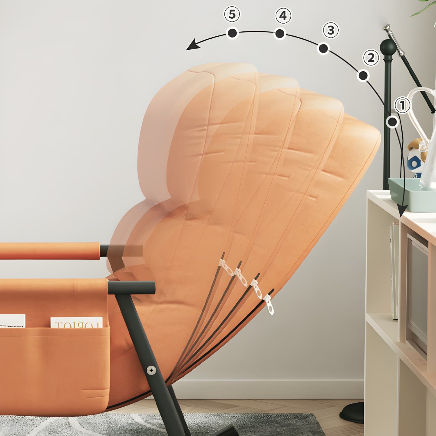 Faux Leather Rocking Chair Modern Style Rocker Chair with Storage - image 11