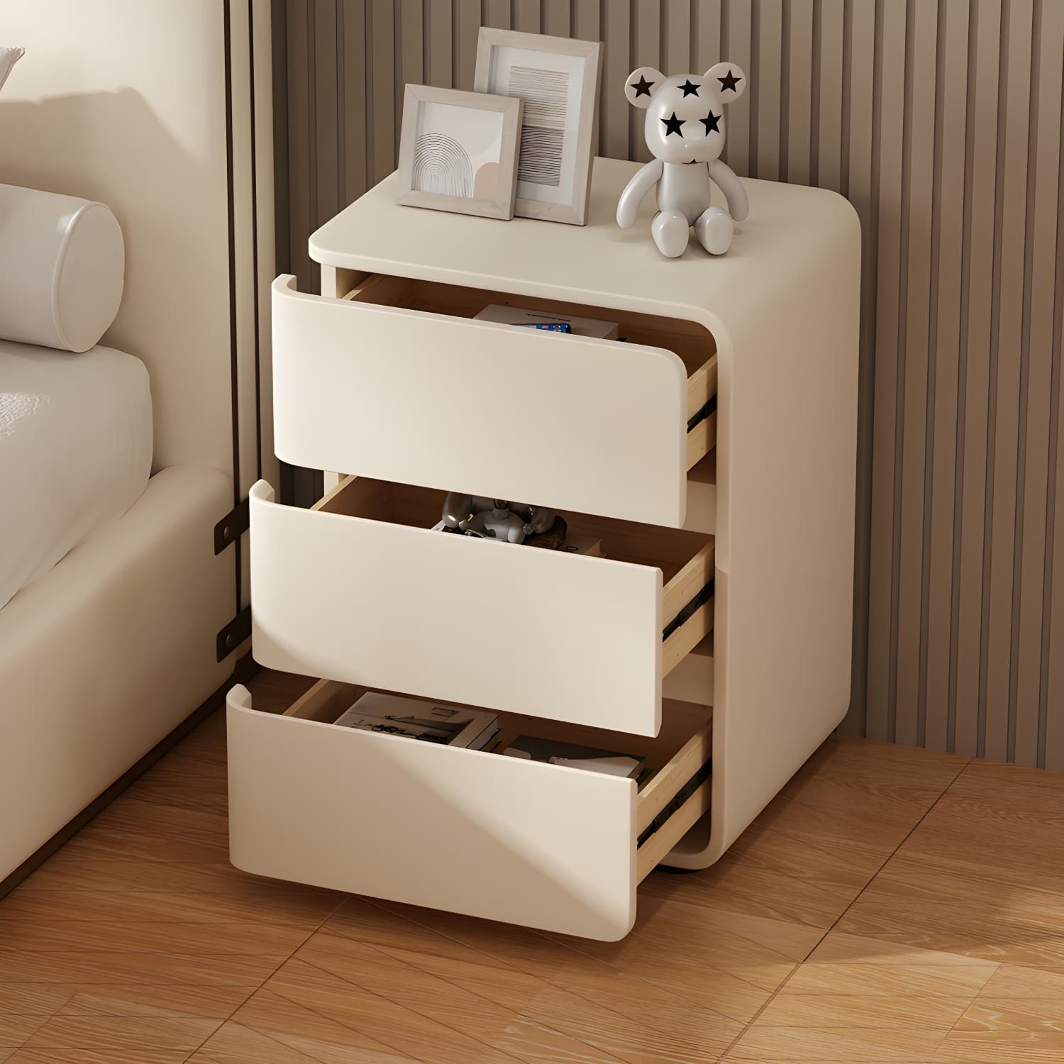 Modern Faux Leather Bachelor's Chest with 3 Drawers - Small Size Nightstand - image 12