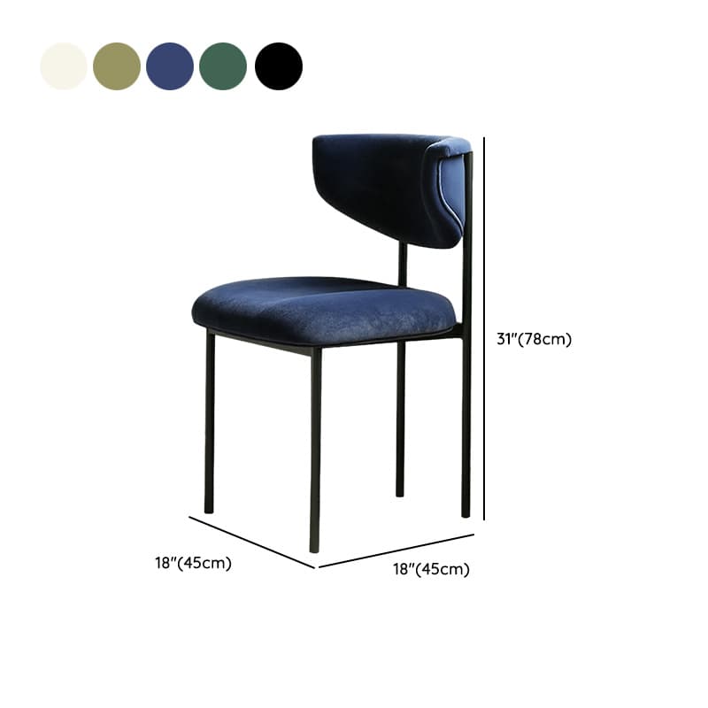 Modern Upholstered Side Chair with Black Metal Legs and Low Back - image 15