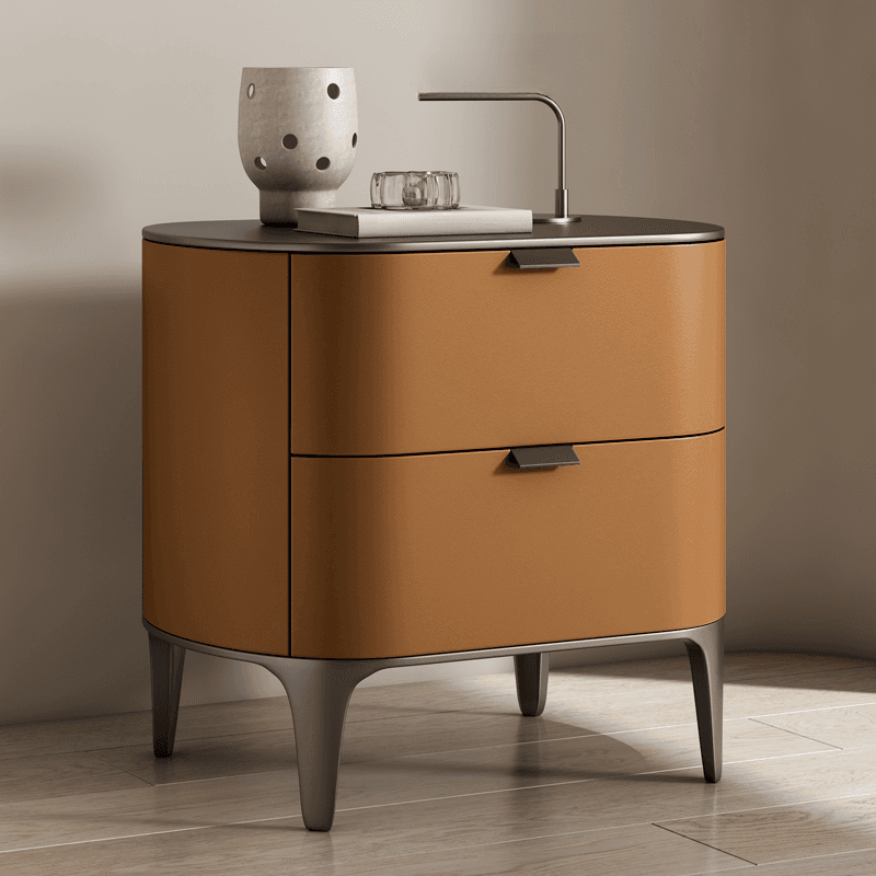 Stylish Drawer Storage Nightstand with 2 Drawers, Lumber Countertop, and Leg - image 9