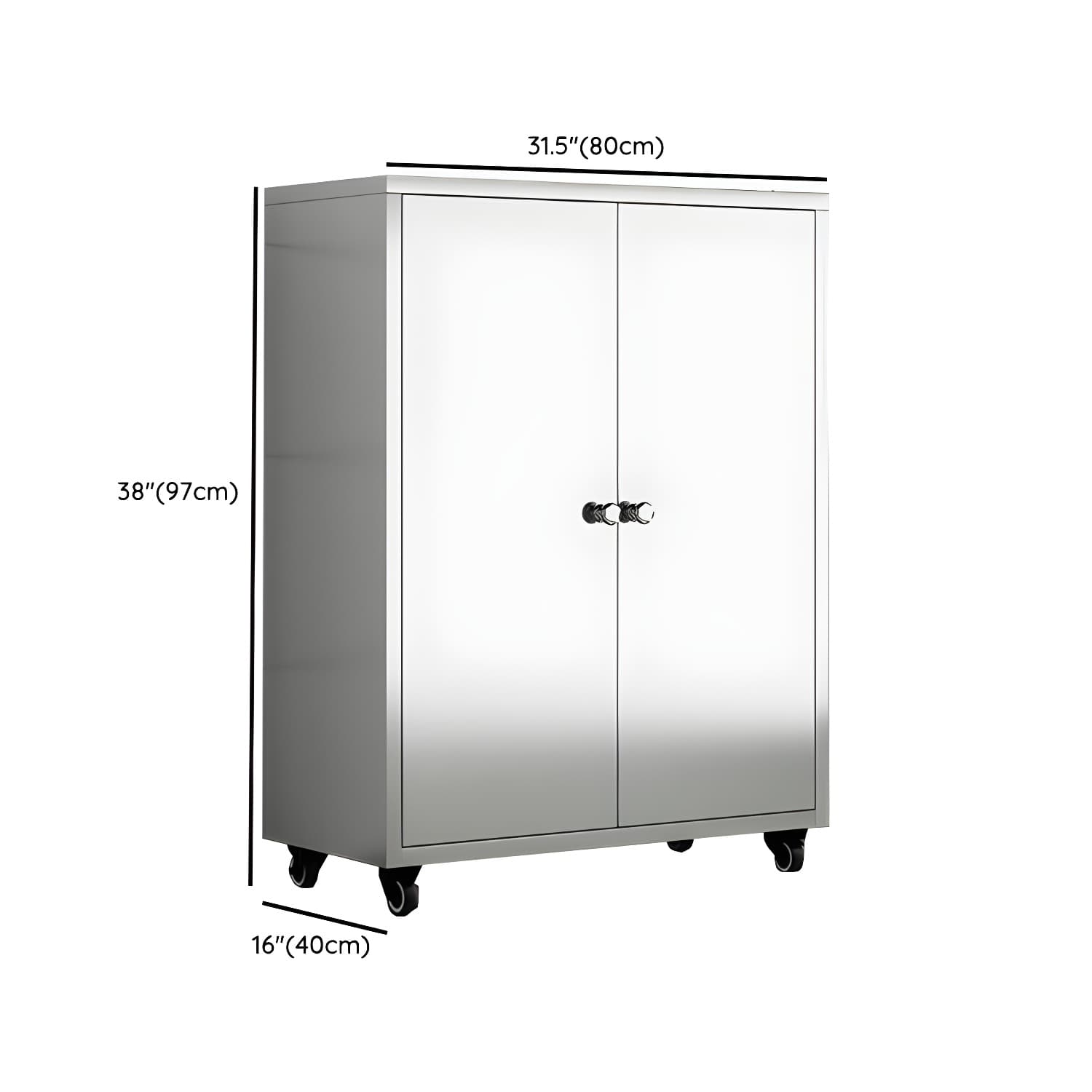 Chrome Stainless Steel Sideboard Cabinet with Cabinets, Adjustable Shelves, and Glass Doors - image 22