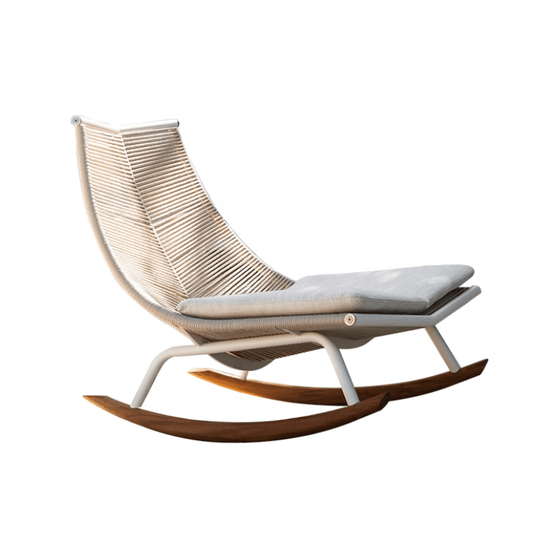 Carmine/Cerulean/Green Nordic Wicker Front Porch Rocking Chairs with Rear Back - image 11