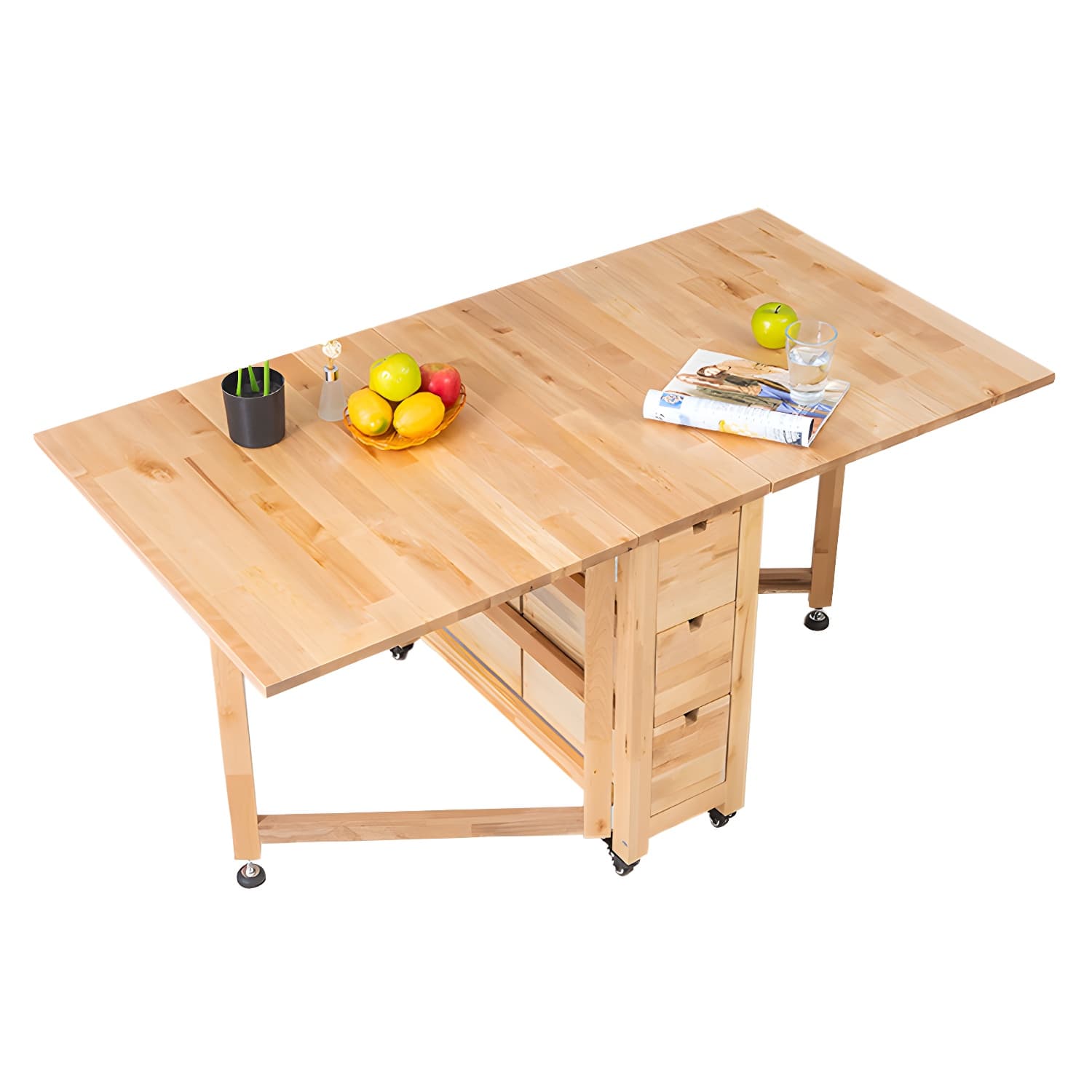 Modern Style Rectangle Solid Wood Drop-Leaf Dining Table, 59"L x 31.5"W x 29.5"H - image 14