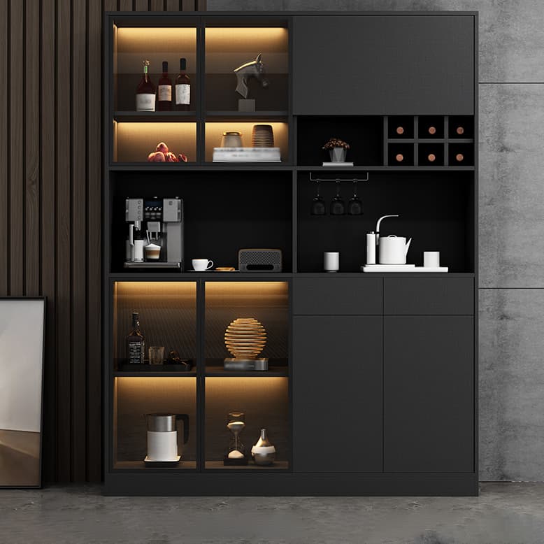 Wood Living Room Sideboard Cabinet Modern Credenza with Storage and Glass Door - image 11