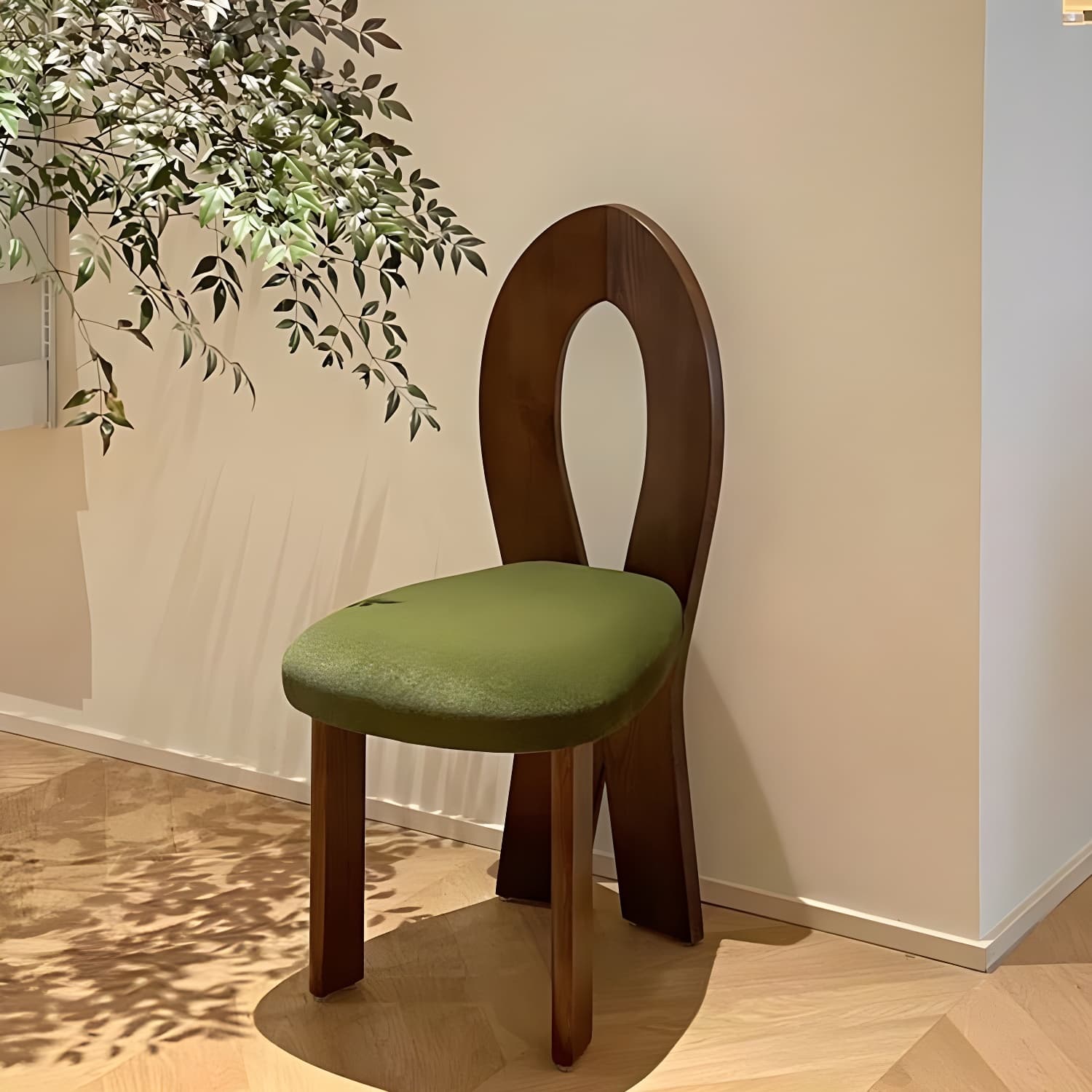 Modern Upholstered Side Chair with Wood Legs in Polyurethane for Kitchen & Dining - image 11