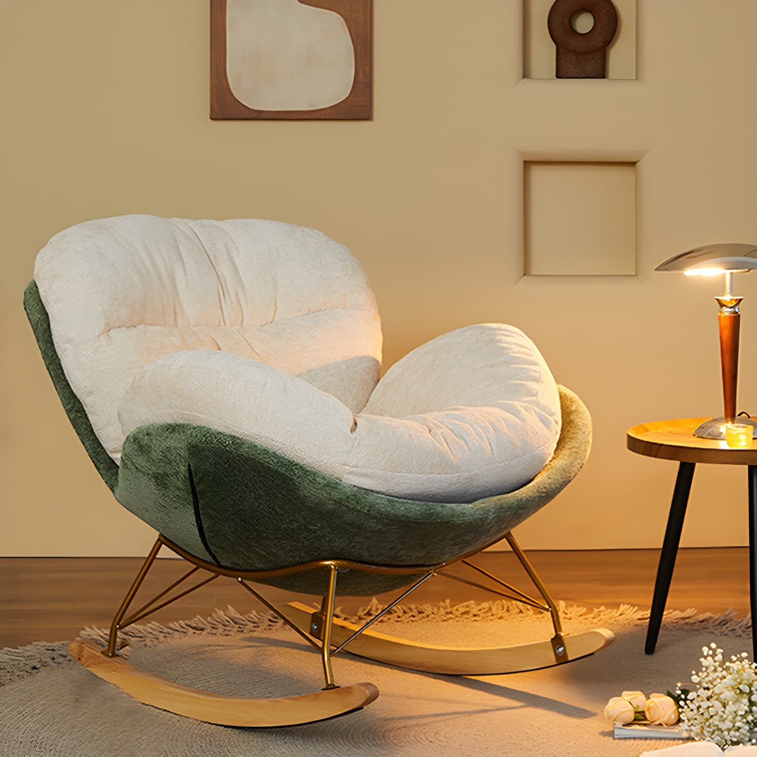Scandinavia Rocking Accent Chair with Removable Cushions in Solid Wood - image 7