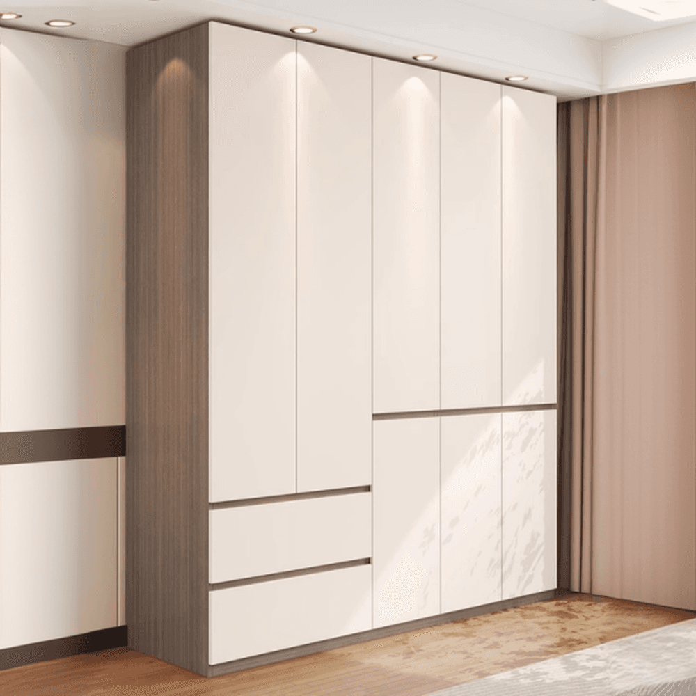 Beige Modish Armoire Cabinet in Manufactured Wood with Soft Close Drawer, Soft Close Door, Interior Shelves, and Clothing Rod - image 3