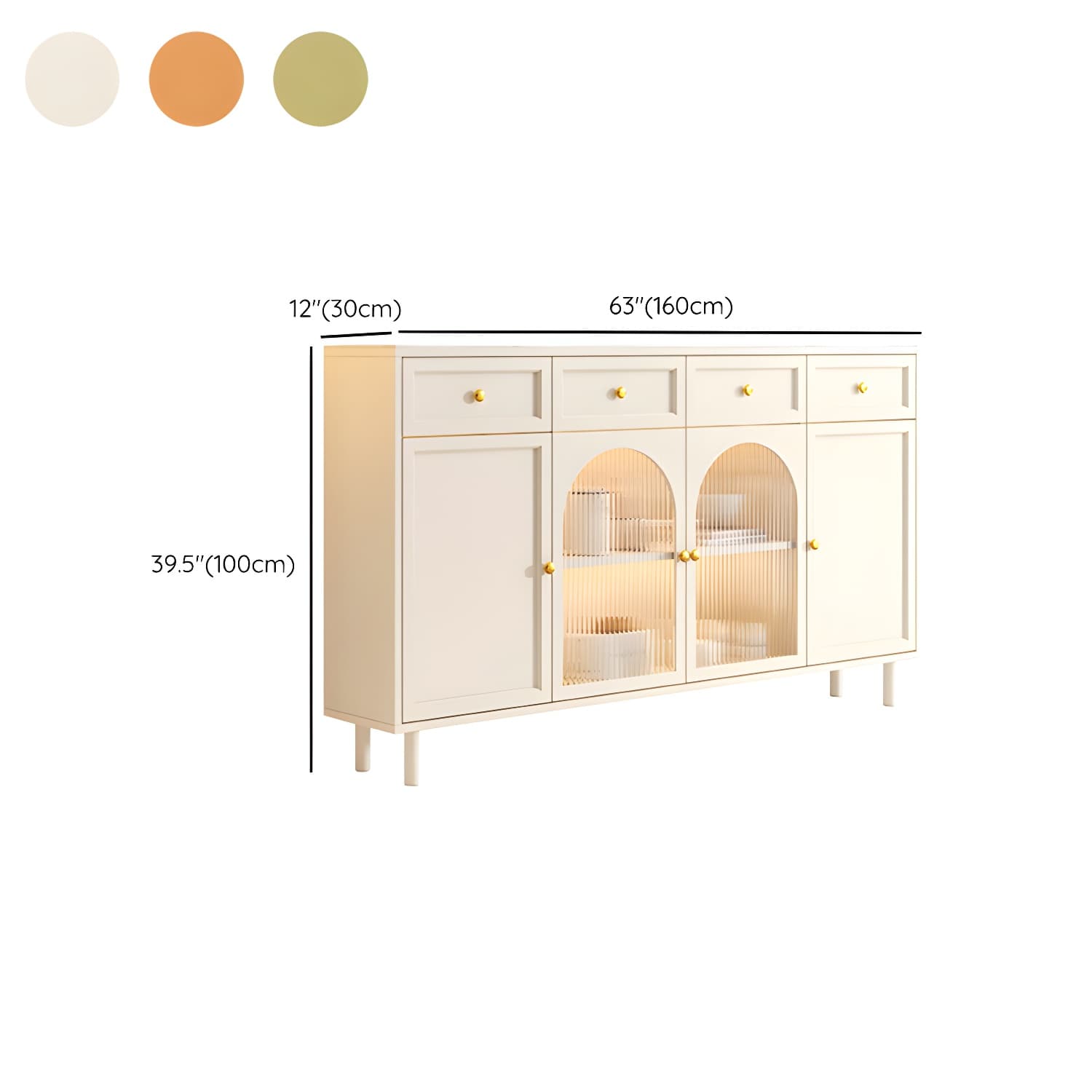 Scandinavian Wood Sideboard with Stone Countertop and Glass Doors - image 23