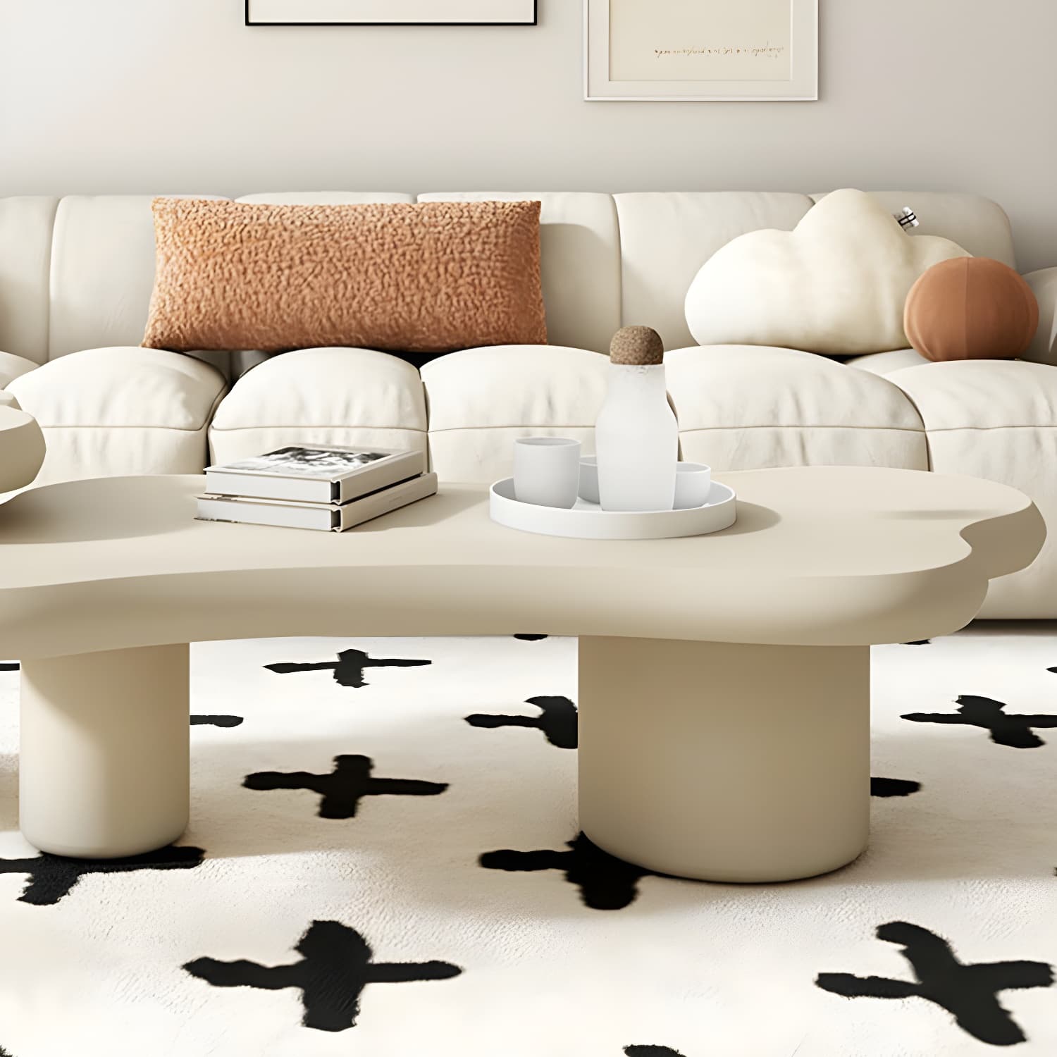 Cloud Shape Coffee Cocktail Table in Solid Wood Modern Style - image 11