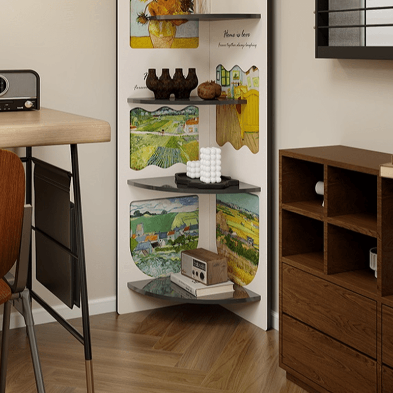 Modern Simple Style Nook Decorative Cabinet with 4 Exterior Shelves, Laminate Countertop in Midnight Black - image 17