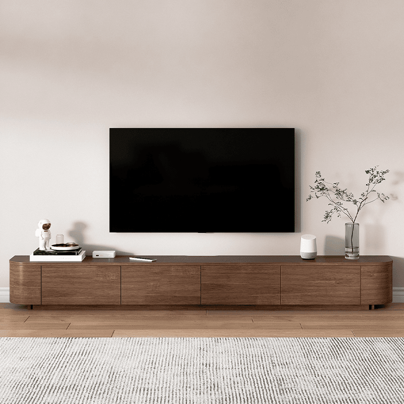 Simple Real Wood TV Stand with 4 Cabinets/3 Cabinets, 2 Drawers and Shelf - image 6