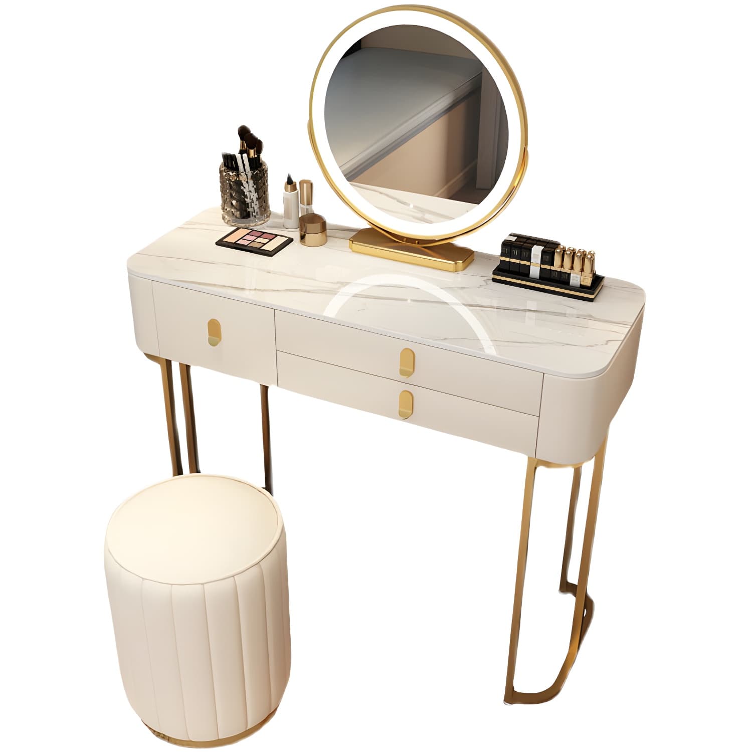 Lighted Mirror Vanity Dressing Table Bedroom Makeup Vanity with Drawer - image 8