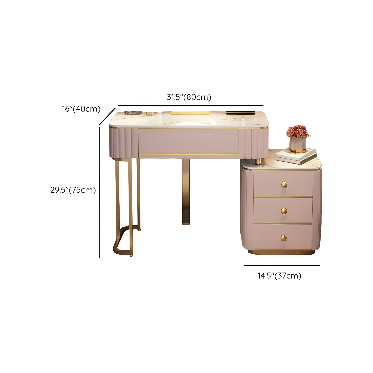 Contemporary Make-up Vanity with White Wooden Top for Bedroom - image 12