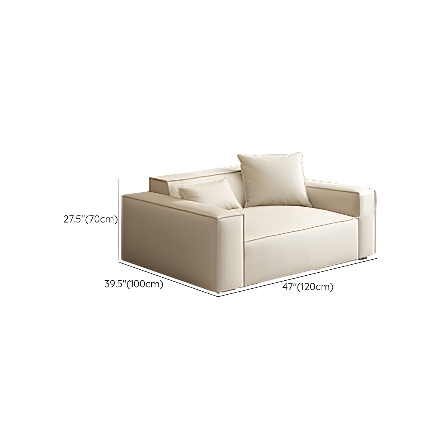 Modern Beige Square Arm Stationary Sectional Sofa in Pine Wood Frame - image 9