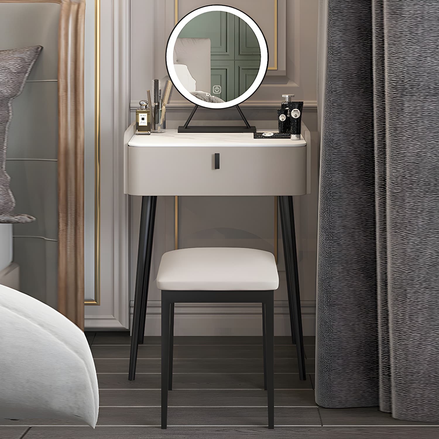 15" Wide Contemporary Make-up Vanity Mirror Dressing Table with Drawer - image 8