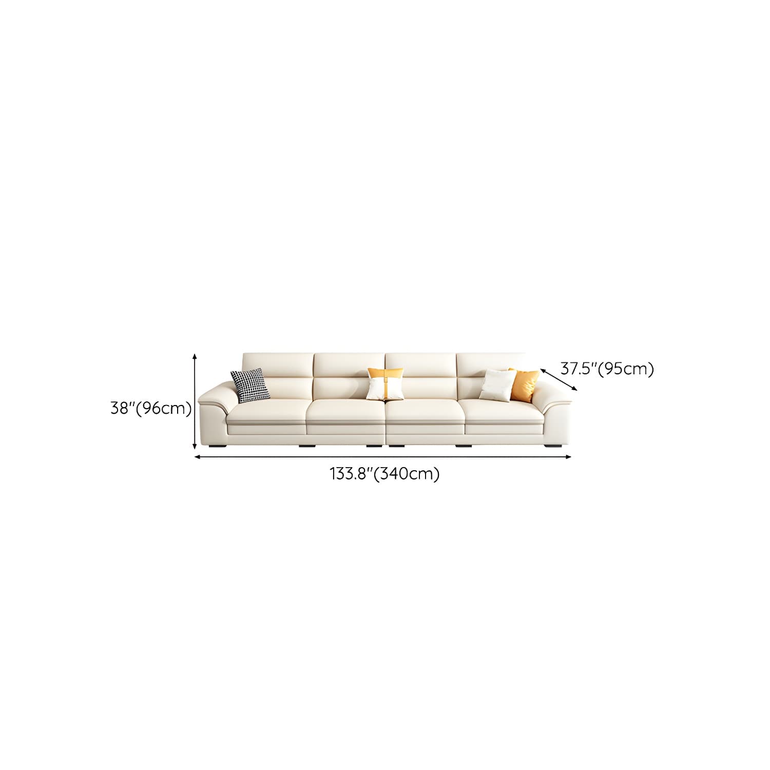 Modern Beige Stationary Sectional Sofa in Scratching Cloth with Wood Frame and Pillow Top Arms - image 19