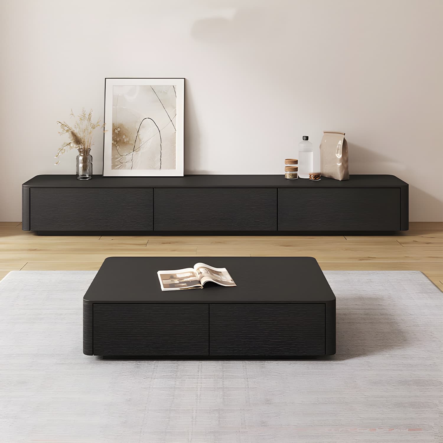 3 / 4 Drawers Modern TV Console 16" D Closed Storage Wooden TV Stand - image 11