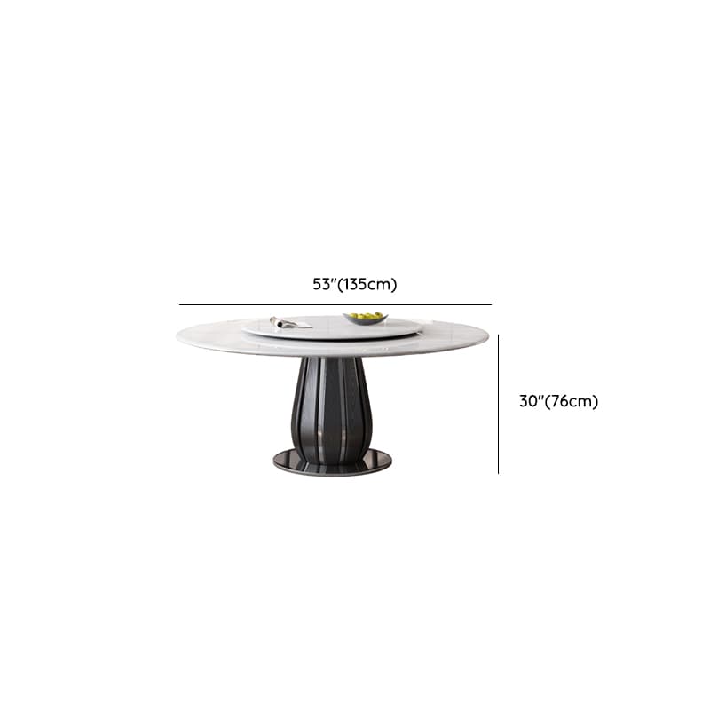 Circular-shaped Slate Stone Dining Table Set with Stump Base, Upholstered Back Chairs, Seats 6 People - image 13
