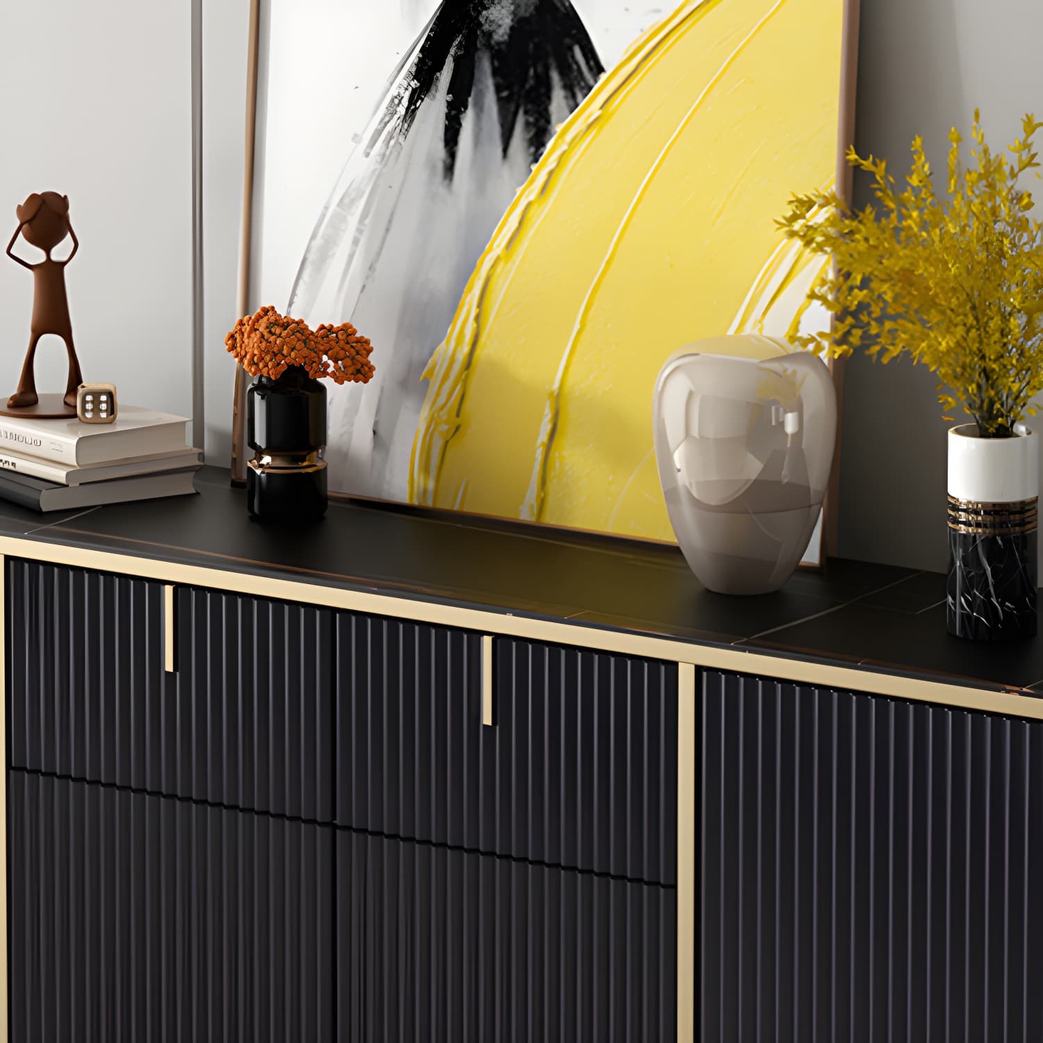 Glam Sideboard Stone Top Sideboard with Door for Living Room - image 10