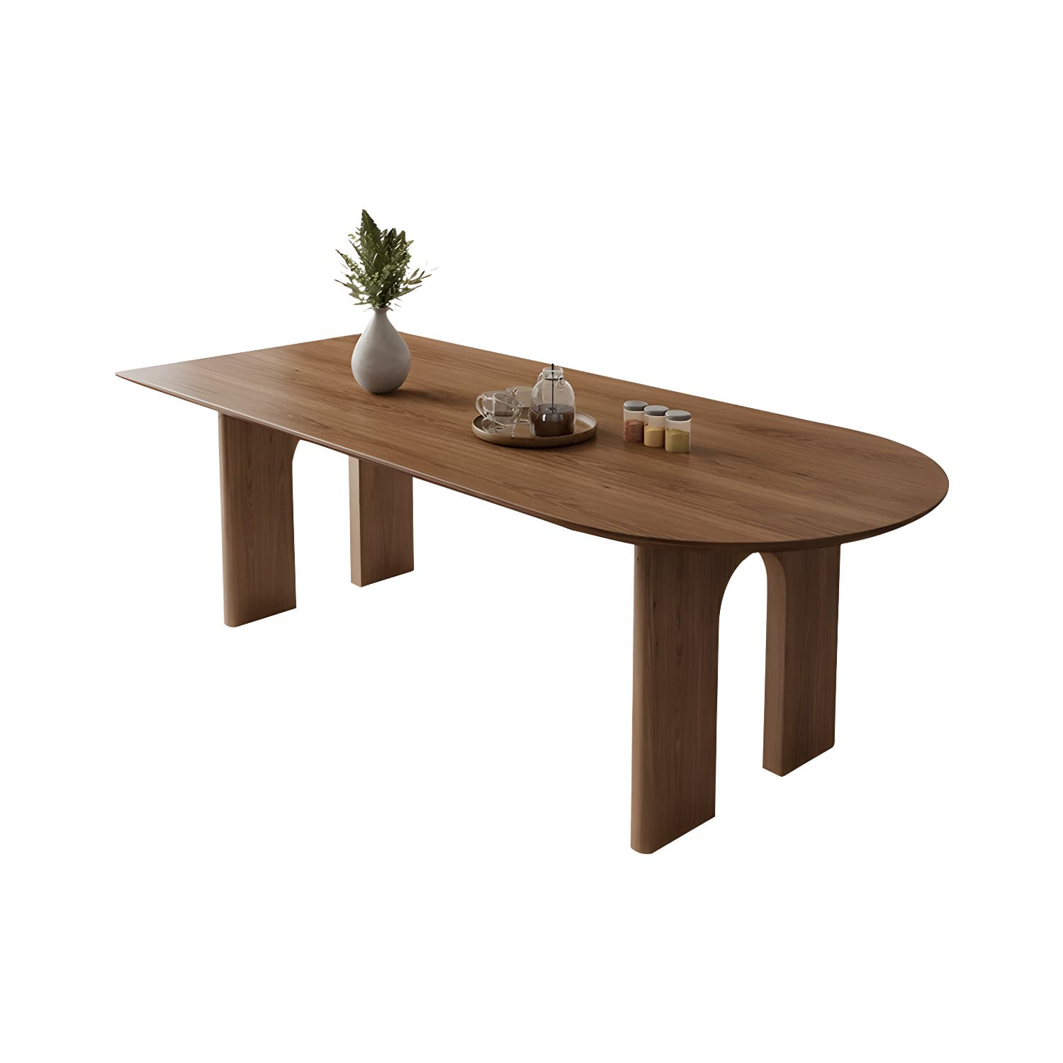 Scandinavian Wooden Oval Dining Table in Natural and Brown for Dining Room - image 6