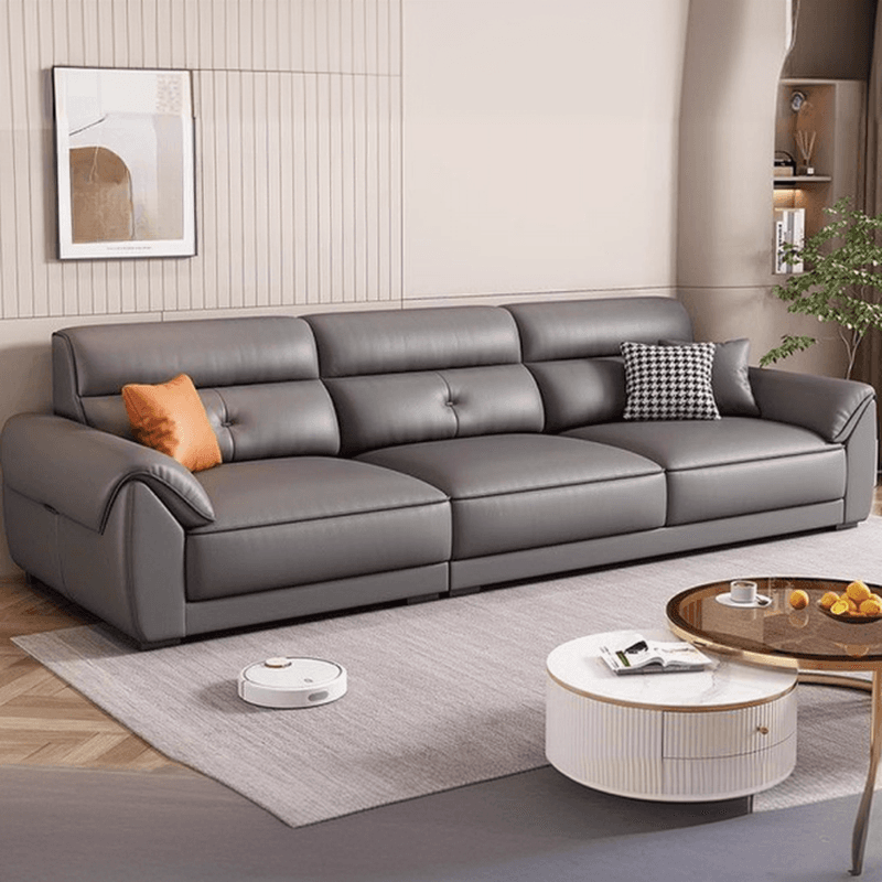 Casual Straight Scratch-repellent Sofa in Dove Grey with Horizontal Orientation, Latex Seat Fill, and Flared Arm