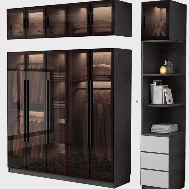 Charcoal Modish Timber Self-supporting Cabinet Armoire with Soft Close Drawer and Door, Hanging Rod - image 6