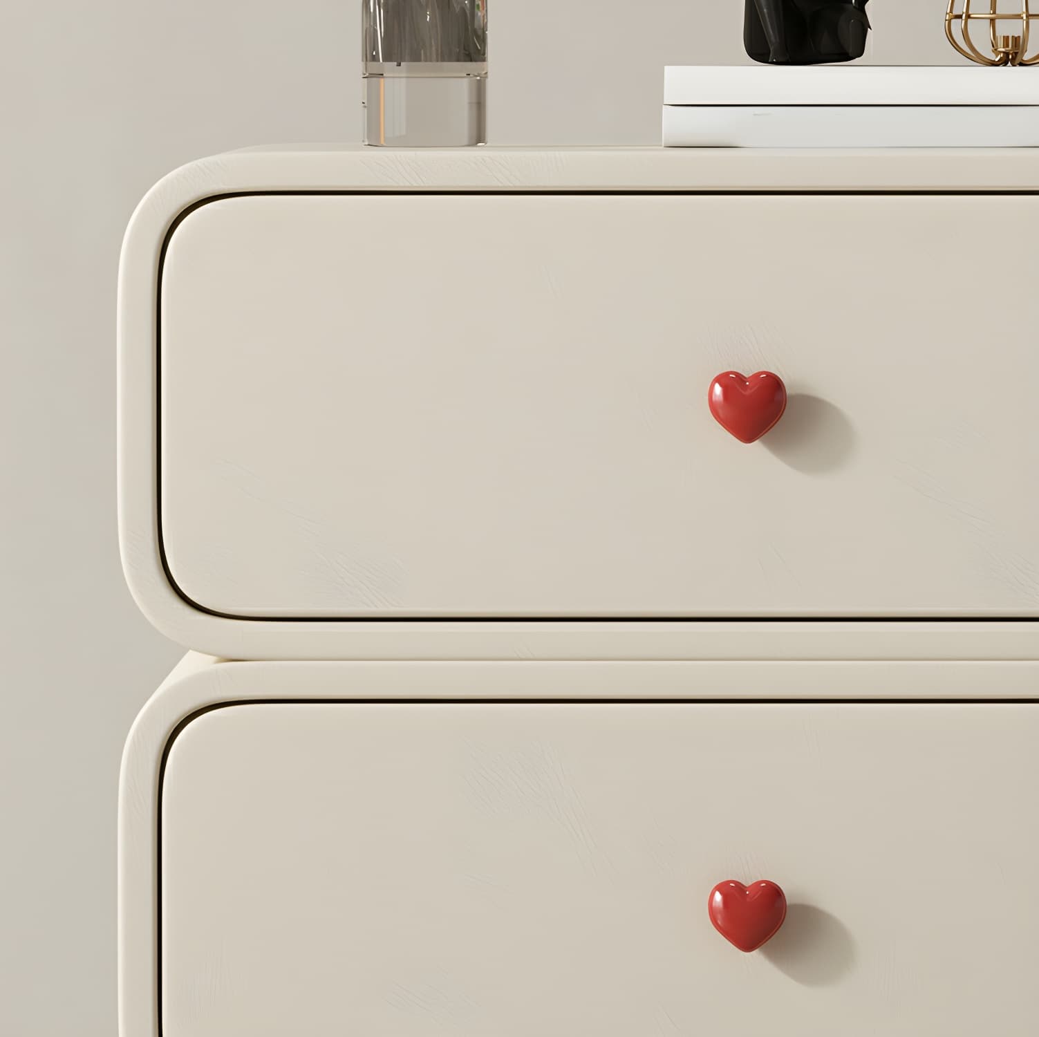 Contemporary Solid Wood Frame Nightstand with Microfiber Leather Silent Slide Two Drawers - image 19