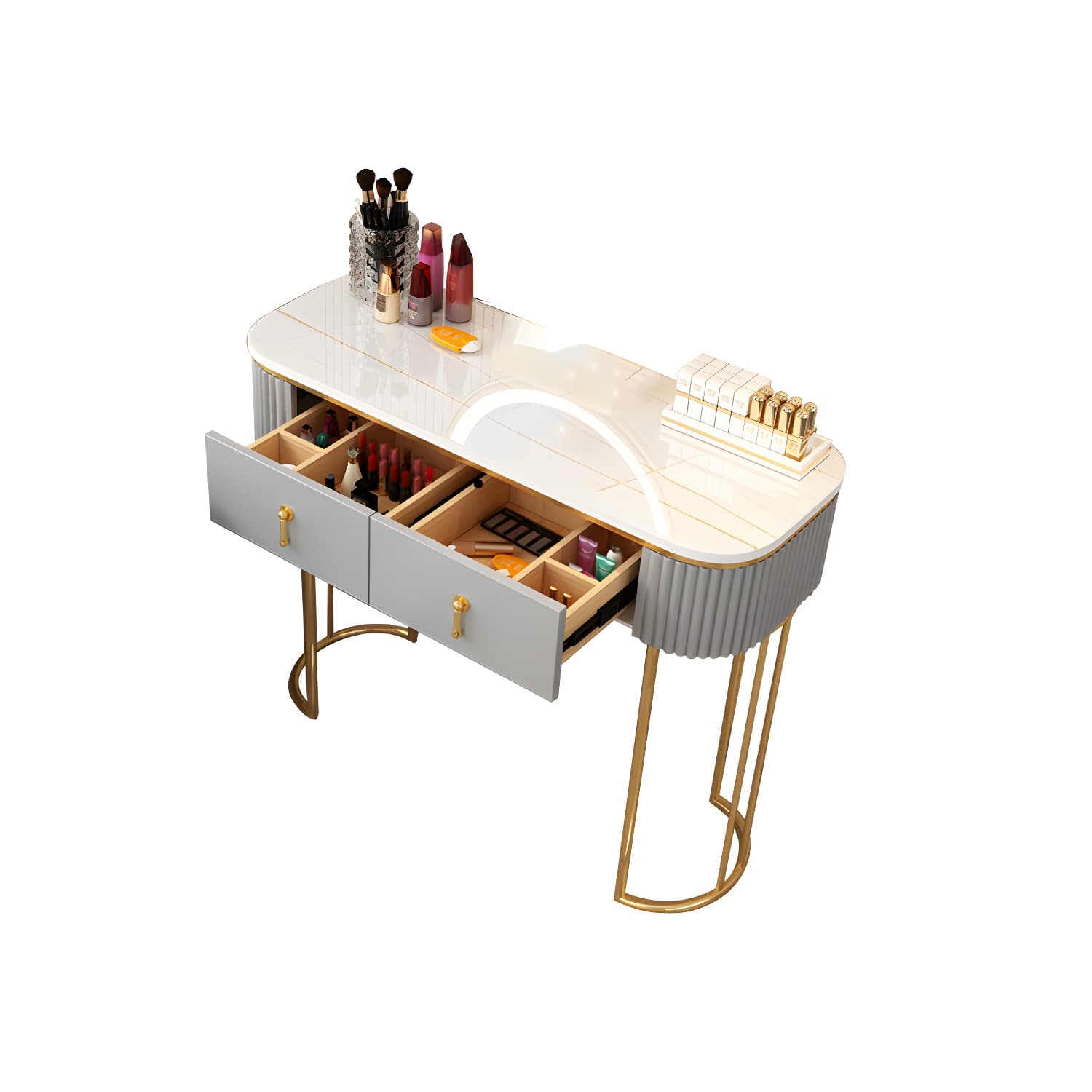 Lighted Mirror Makeup Vanity Storage Box Vanity Dressing Table for Bedroom - image 15
