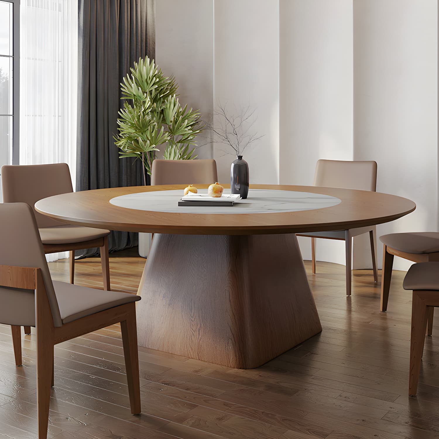 Contemporary Sintered Stone Table Round Table Set 1/6/8/9/12 Pieces Dining Set