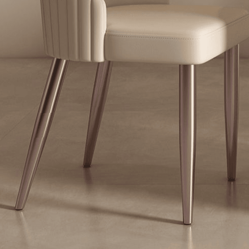 Modern Simple Style Oval Slate Dining Table Set with Dual Footing, Solid Back Panel in Chalk Color - image 8