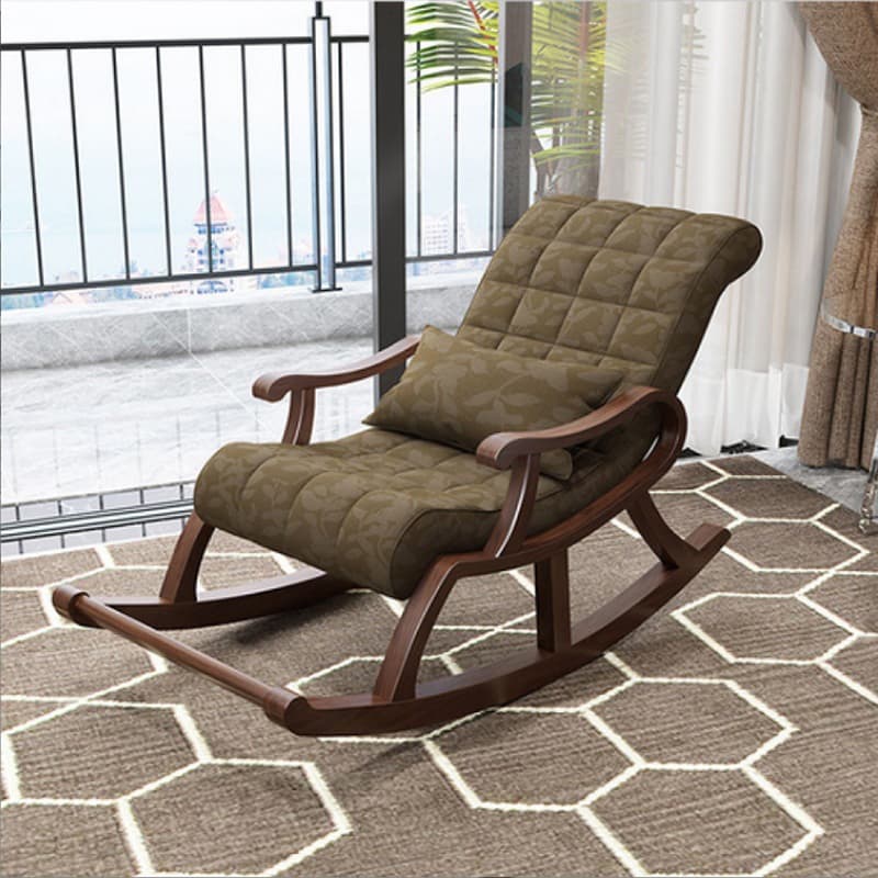 Stylish Modern Upholstered Rocking Chair with Brown Wood Legs and Track Arms - image 6