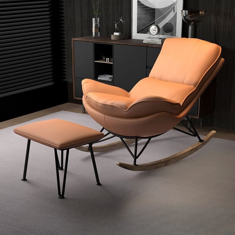 Stylish Upholstered Indoor Rocking Chair with Natural Wood Legs - image 12