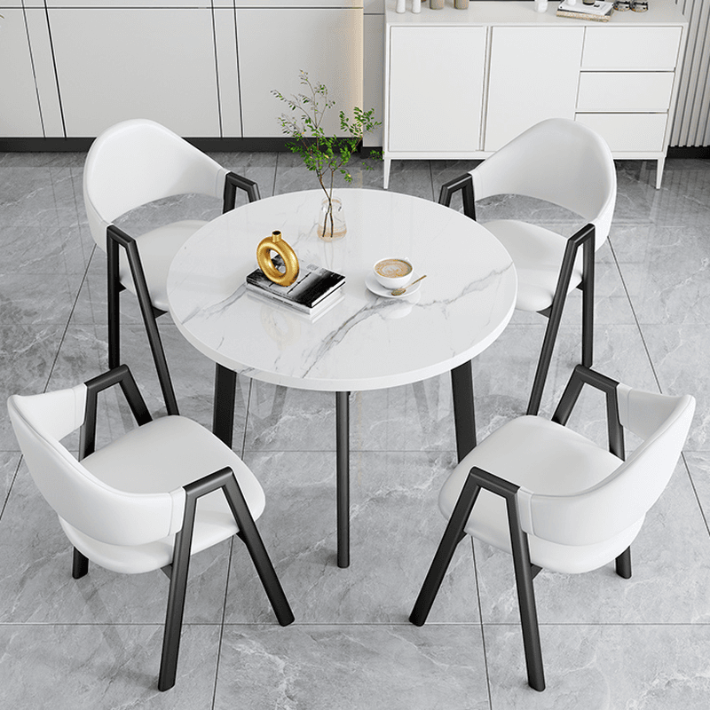 Dining Table Set with Rounded Shape and Padded Chair Back, Featuring Armrest and White Separable Table Top - image 16
