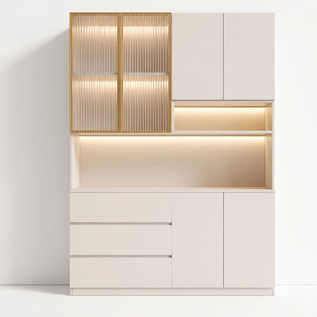 Trendy Sideboard with 3 Drawers, Cupboard, Wide/Standard/Narrow Sizes, 2/1 Shelves, Cabinets, and Glass-panel Door - image 45