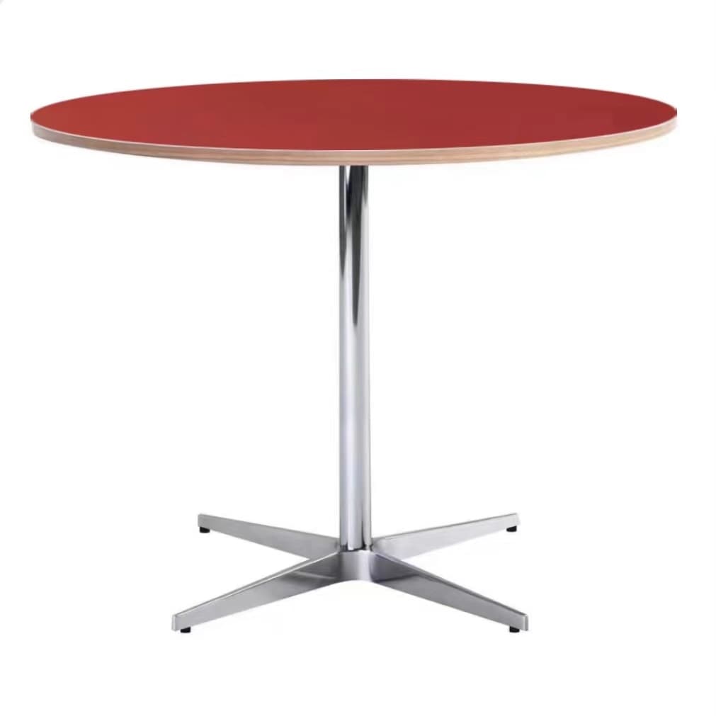 Trendy Orbicular Dining Table with Timber Top, Fixed Table Mechanism in Cerulean/Green/Apricot Color - image 7
