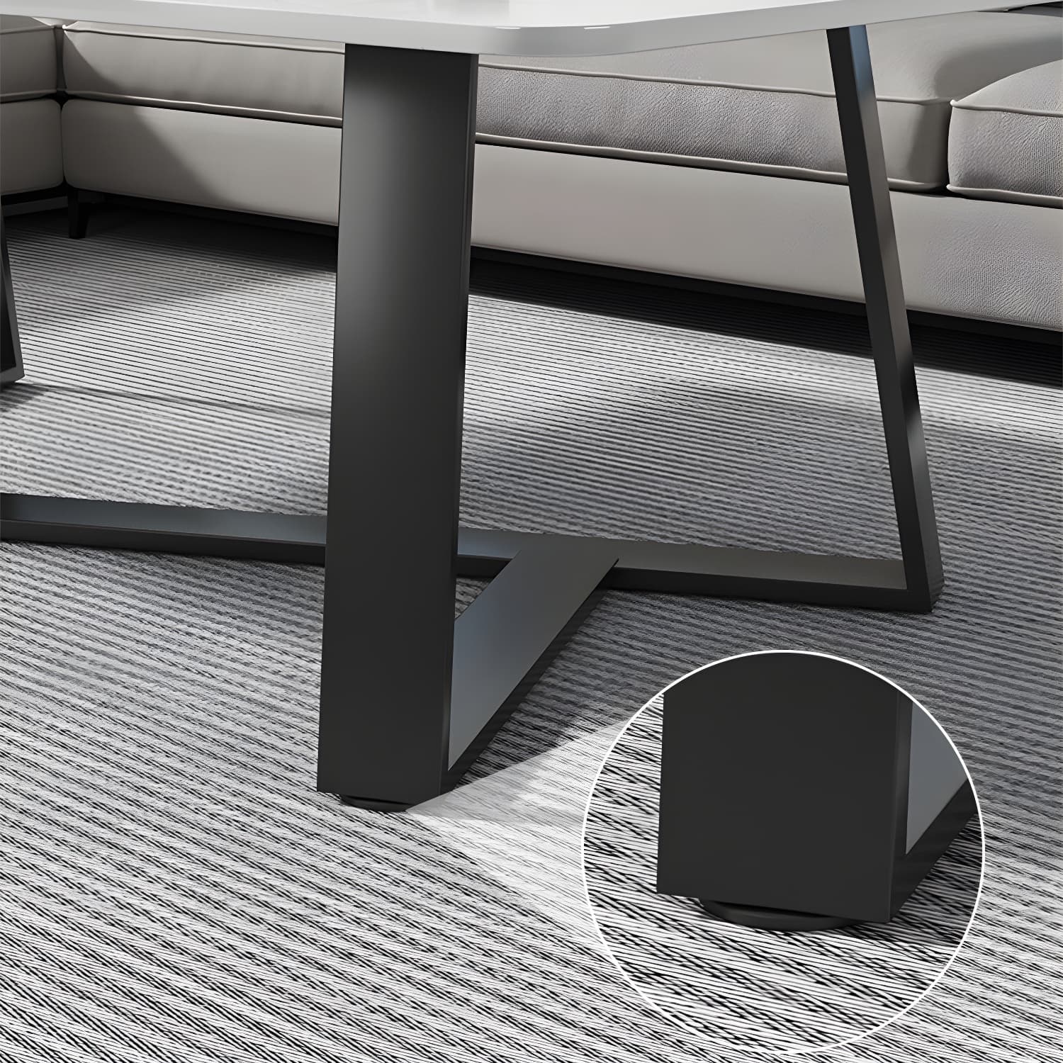 Stone and Metal Coffee Table Contemporary Coffee or End Table with Cross Legs - image 12