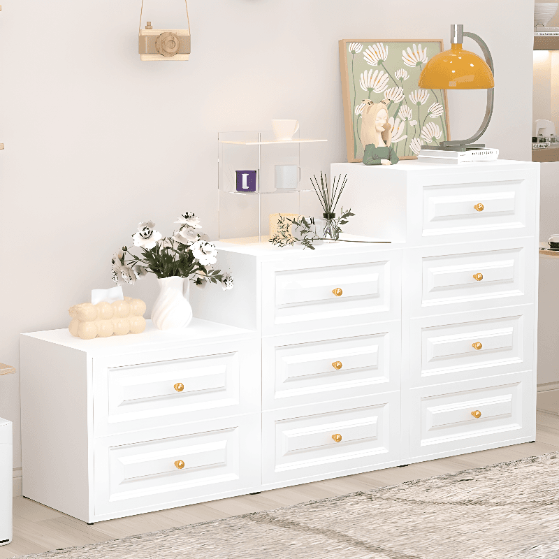 White Simple Iron Lingerie Chest/Bachelor Chest with 5/4/3 Drawers in Vertical/Horizontal Orientation