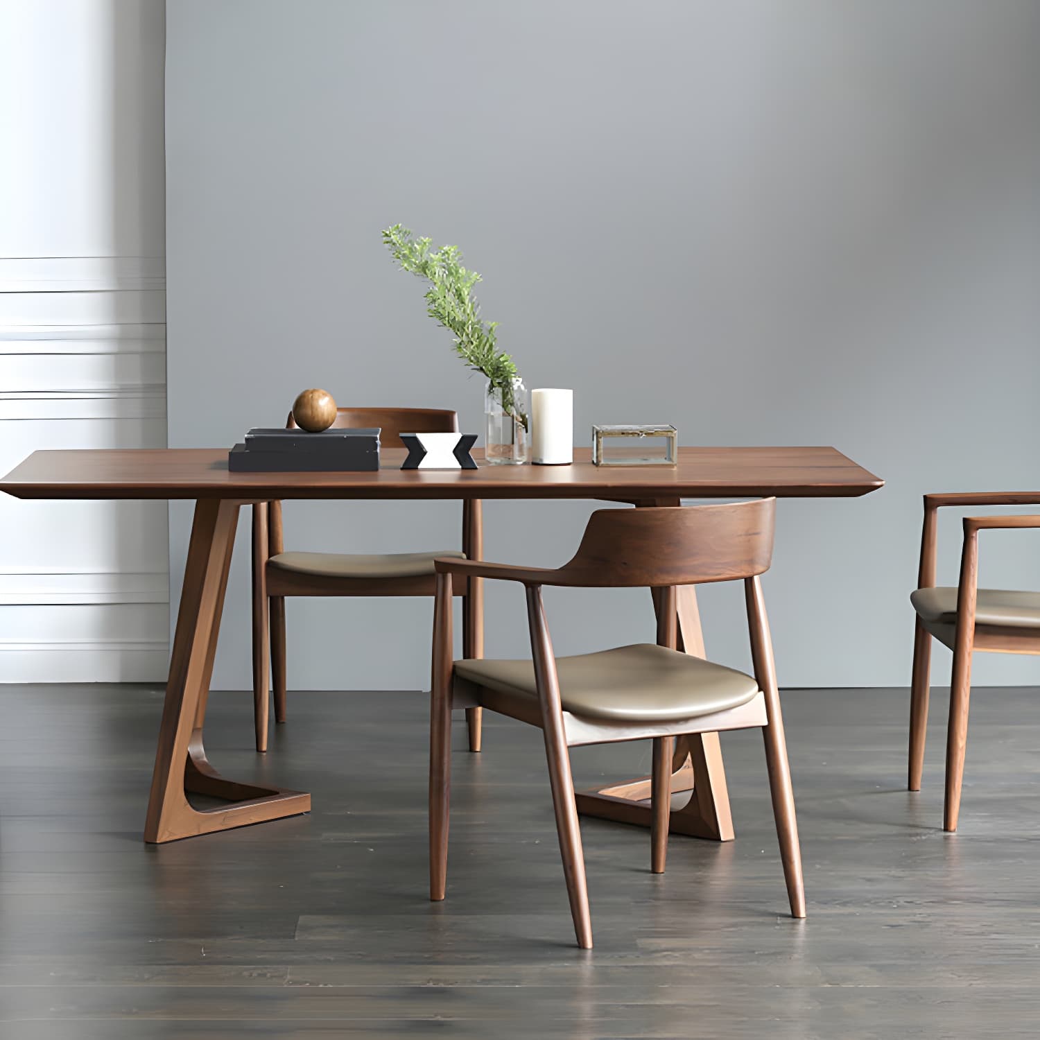Modern 1/2/4/5 Pieces Dining Set Solid Wood Double Pedestal Dinette Set