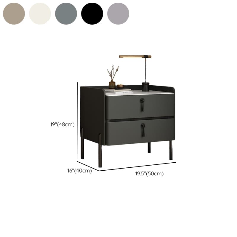 Stylish/Art Deco Drawer Storage Nightstand with 2 Drawers, Stone Countertop, and Leg - image 13