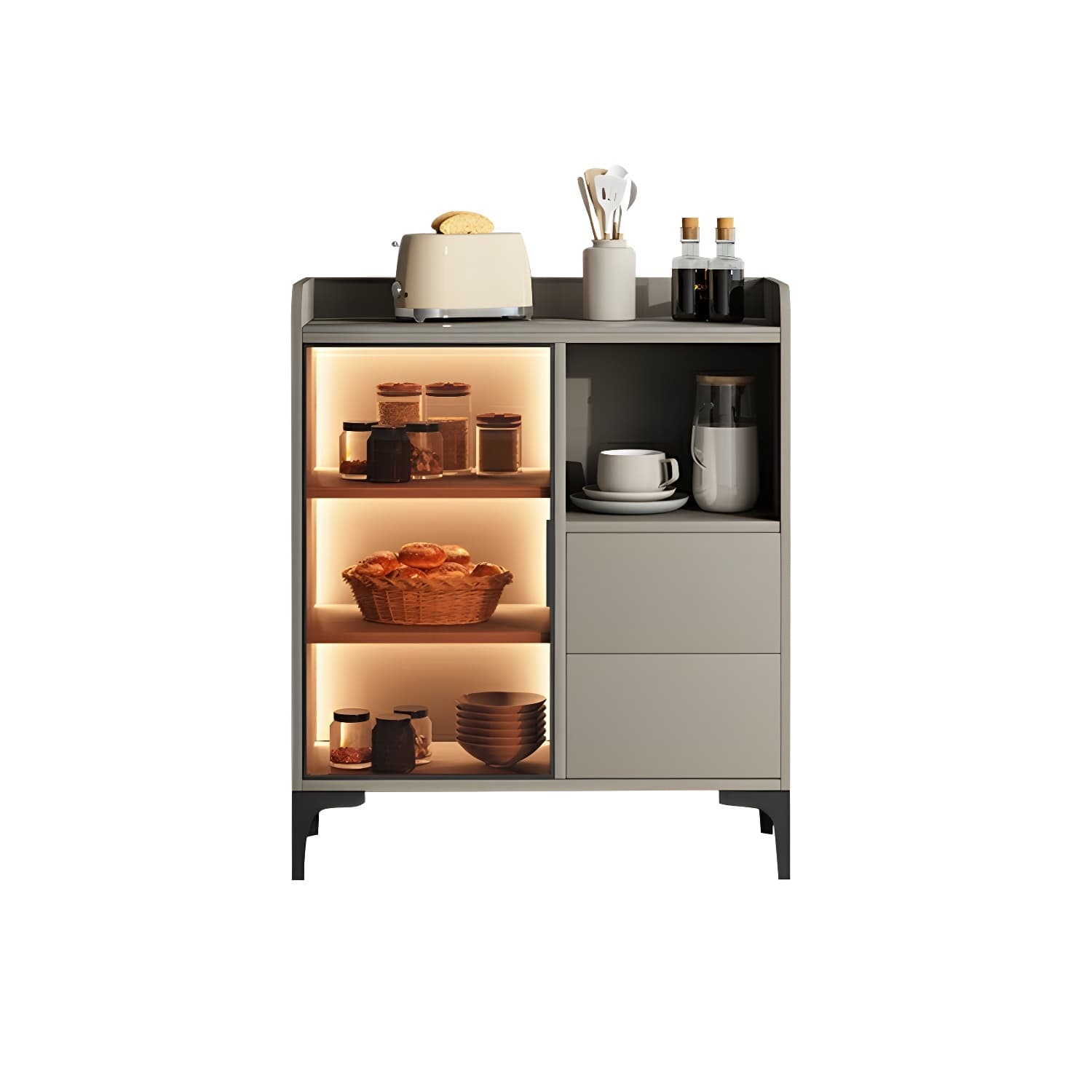 Modern Stone Top Sideboard with Doors and Drawers for Living Room - image 7