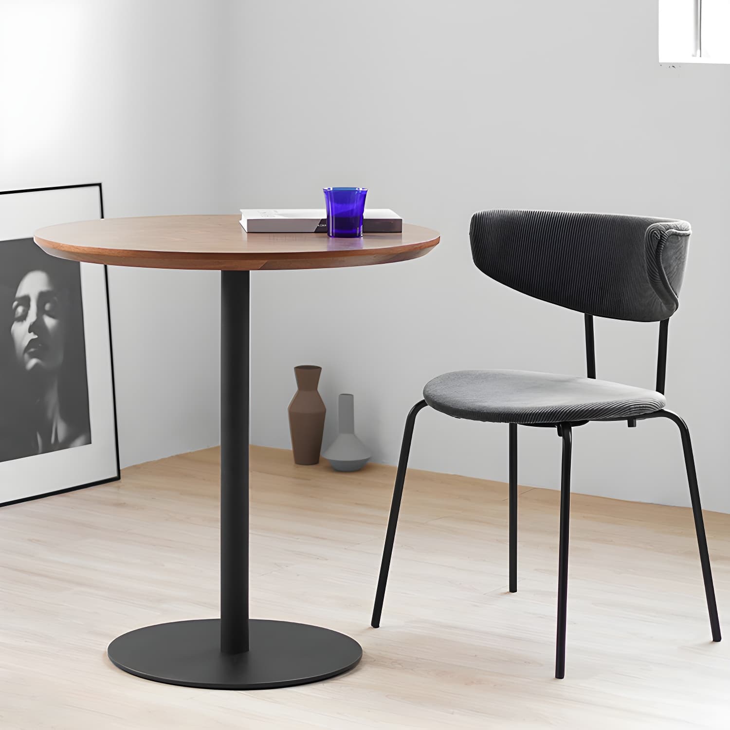Round Tulip Base Casual Dining Table Four-Color Fixed Table with Solid Wood - image 18