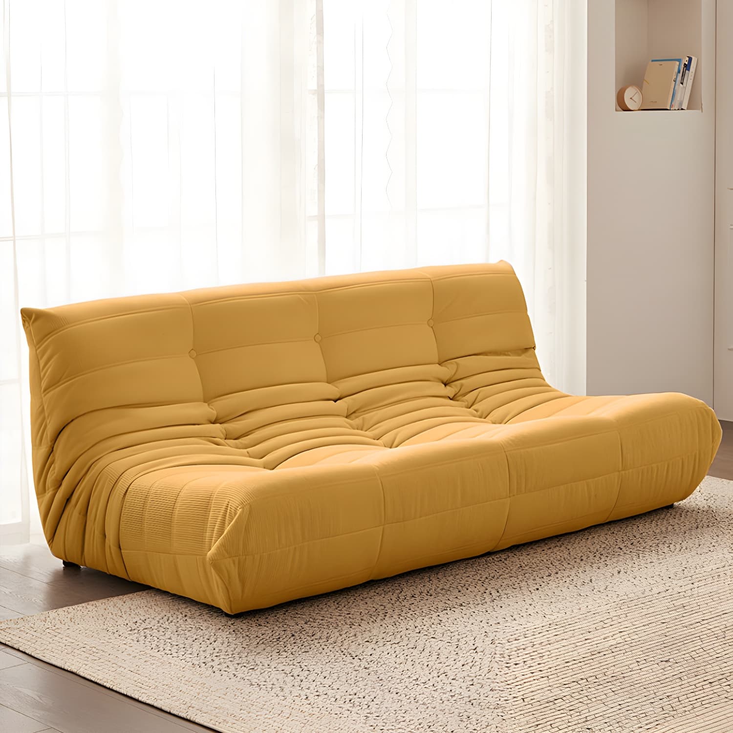 Modern Tufted Cushions Armless Living Room Wooden Standard Seating - image 17