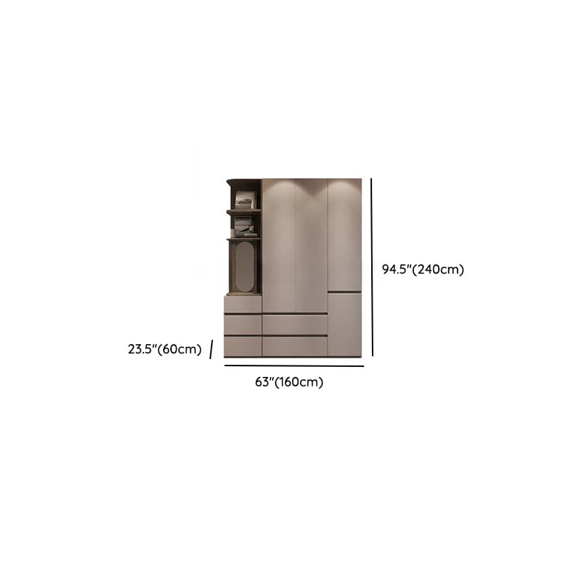 Sand Minimalist Laminate Cabinet Armoire with Soft Close Drawer, Soft Close Door, Interior Shelves, and Clothing Rod - image 13