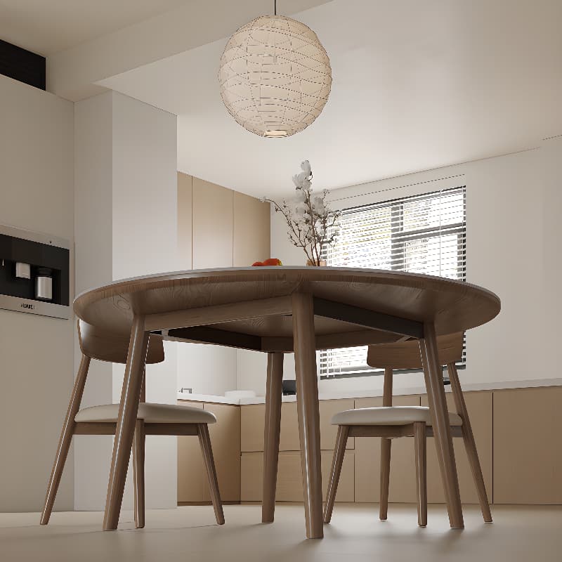 Rounded Slate Stone Dining Table Set with 4 Legs, Padded Chair Back, and White Table Top - image 3