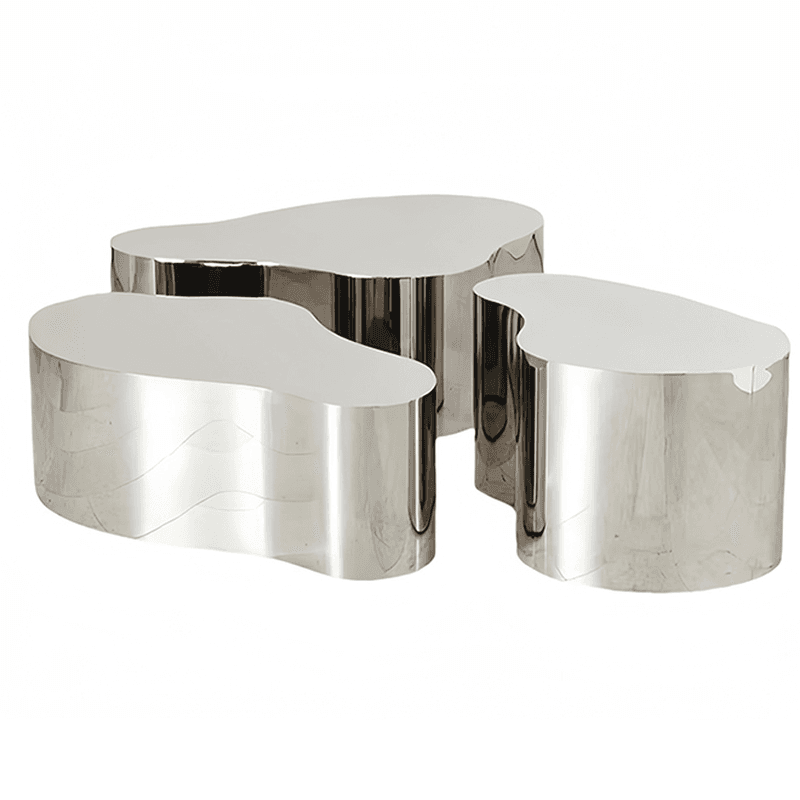 Silver/Polished Brass Alloy Irregular/Rounded Accent Table - image 6
